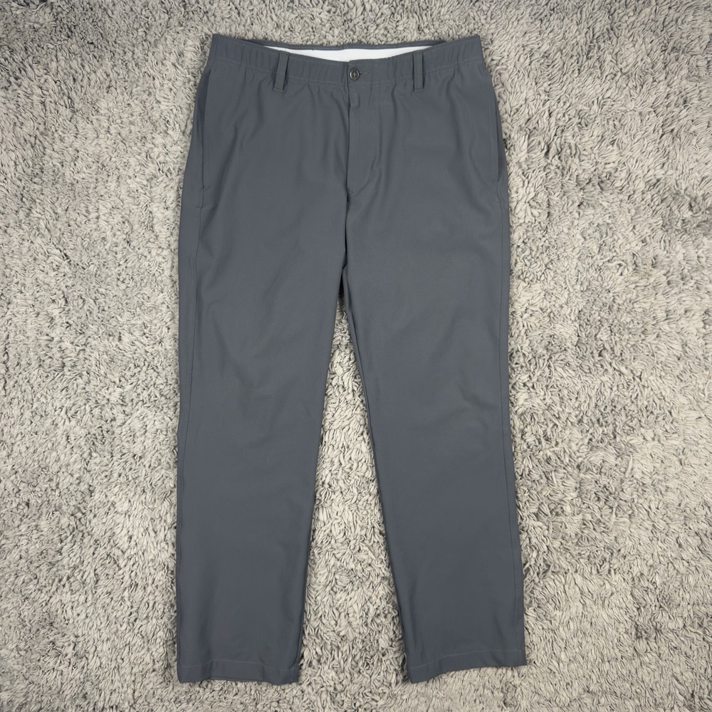 Under Armour Men's Match Play Golf Pants Size 36x30 Flat Front Gray Stretch